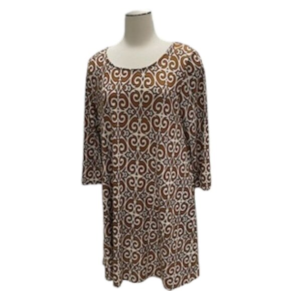 Jade By Jane Boho Print Tunic Dress L Swirl Festival Flowy Weekend Comfy Chic - Picture 5 of 10